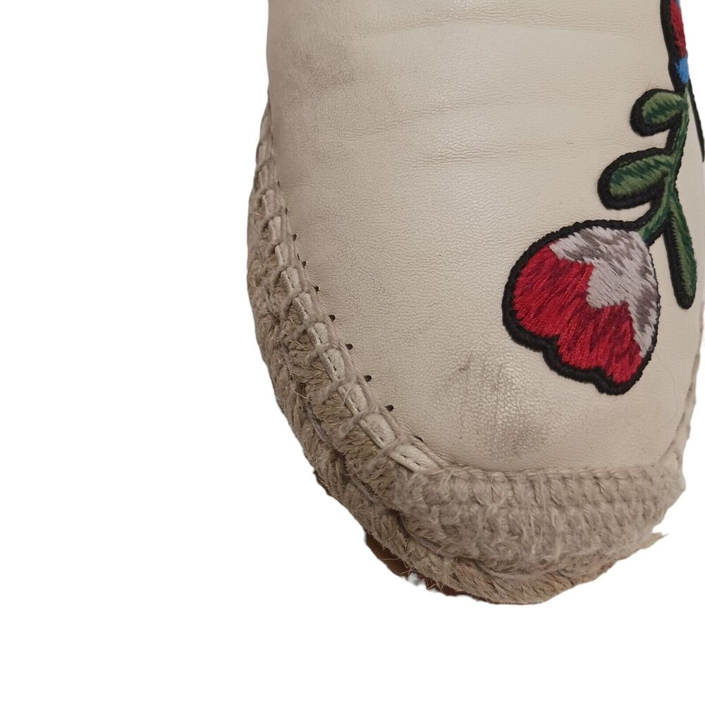 Gucci Leather Espadrille Sz 8.5‎ Ivory Red Floral Embroidered PILAR NAPA Ophelia - Picture 6 of 16